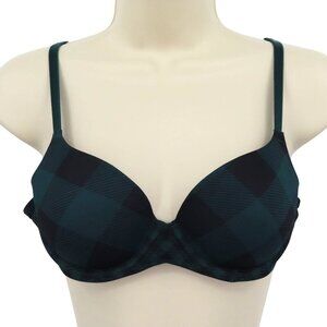 PINK Victorias Secret 34A Wear Everywhere Lightly Lined Green Plaid Tartan Bra